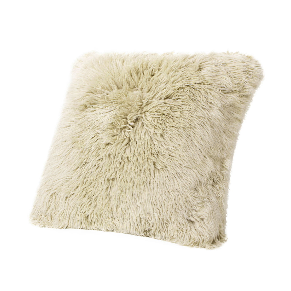 Astrid - Square New Zealand Sheepskin Accent Throw Pillow Cover With Feather Insert - Taupe / Natural by Couch.com