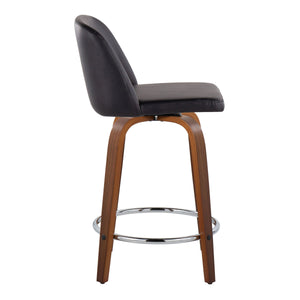 Toriano - Mid Century Modern Fixed Height Counter Stool With Swivel With Round Footrest (Set of 2) by Couch.com