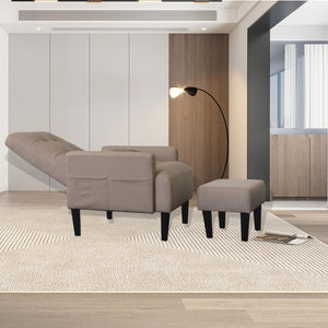 Living Room Sofa Single Chair And Ottoman, Modern Multi-Function Fabric Living Room Sofa Lounge Chair Bed And Stool. Soft Leisure Single Chair Adjustable Into 5 Angles With Sofa Bed by Couch.com