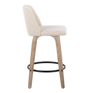 Toriano - Contemporary Fixed-Height Counter Stool & Swivel With Round Footrest (Set of 2) by Couch.com