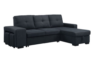 Lucas - Linen Sleeper Sectional Sofa With Reversible Storage Chaise - Dark Gray by Couch.com