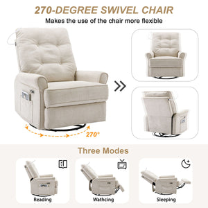 Reclining Chair 270 Degree Swivel Recliner Chairs With USB Port, Side Pocket And Touch Sensitive Lamp For Living Room, Bedroom by Couch.com