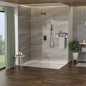 Dual Shower Head System With 12" Wall Mounted Square Rain Shower And Rough In Valve