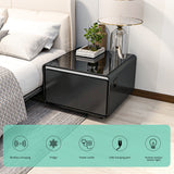 Modern Smart Side Table With Built-In Fridge, Wireless Charging, Temperature Control, Power Socket, USB Ports, Outlet Protection, Induction Light by Couch.com