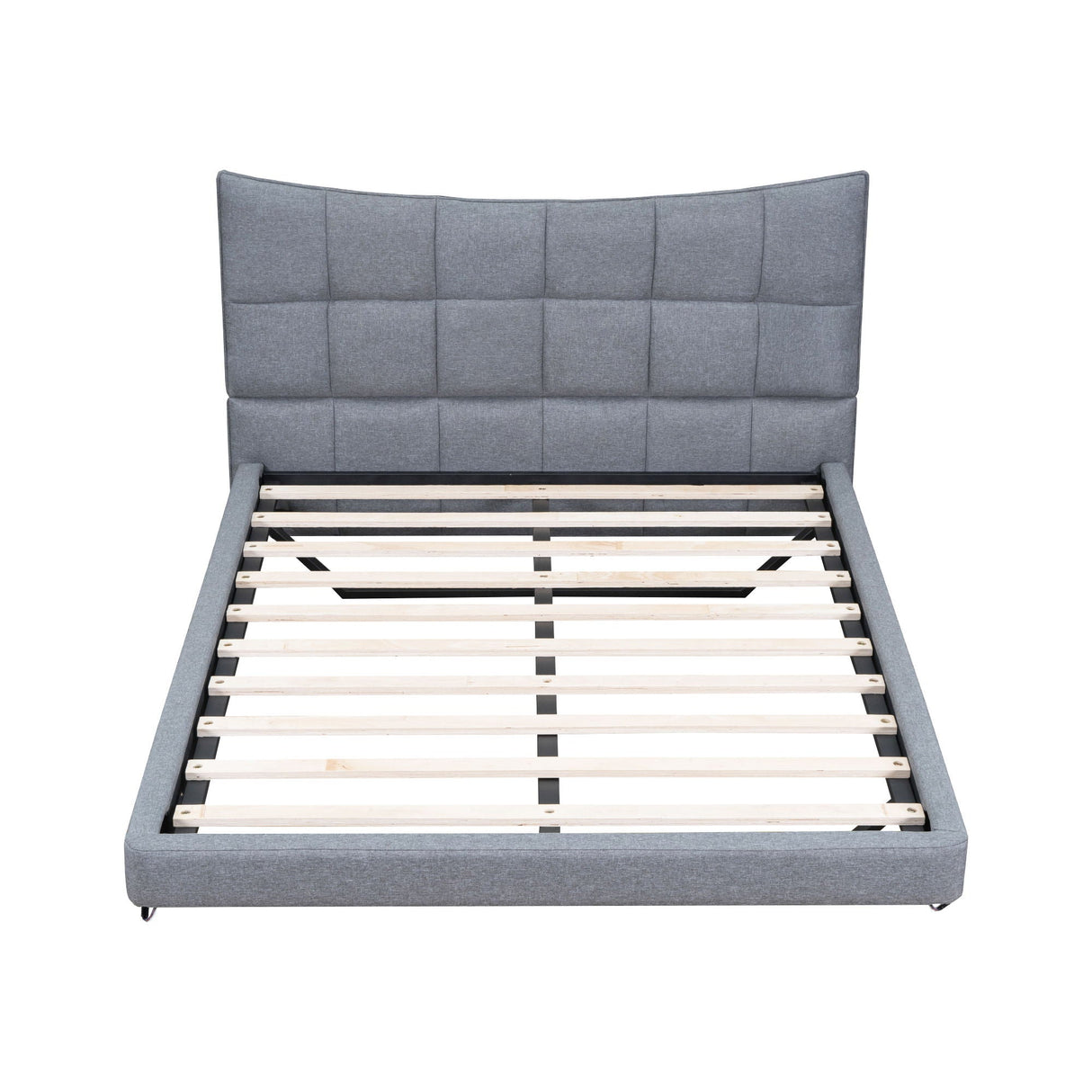 Couch.com Full Size Upholstered Platform Bed With LED Lights, USB Ports And Outlets Gray, Modern Style, Fabric Construction, Dark Gray Finish by Couch.com