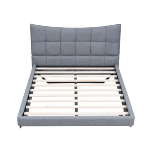Couch.com Full Size Upholstered Platform Bed With LED Lights, USB Ports And Outlets Gray, Modern Style, Fabric Construction, Dark Gray Finish by Couch.com