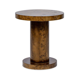 Bolin - Round Pillar Burl Accent Side Table - Walnut Brown by Couch.com