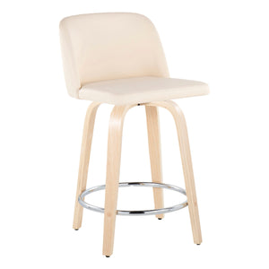 Toriano - Contemporary Fixed Height Counter Stool & Swivel And Round Footrest (Set of 2) by Couch.com