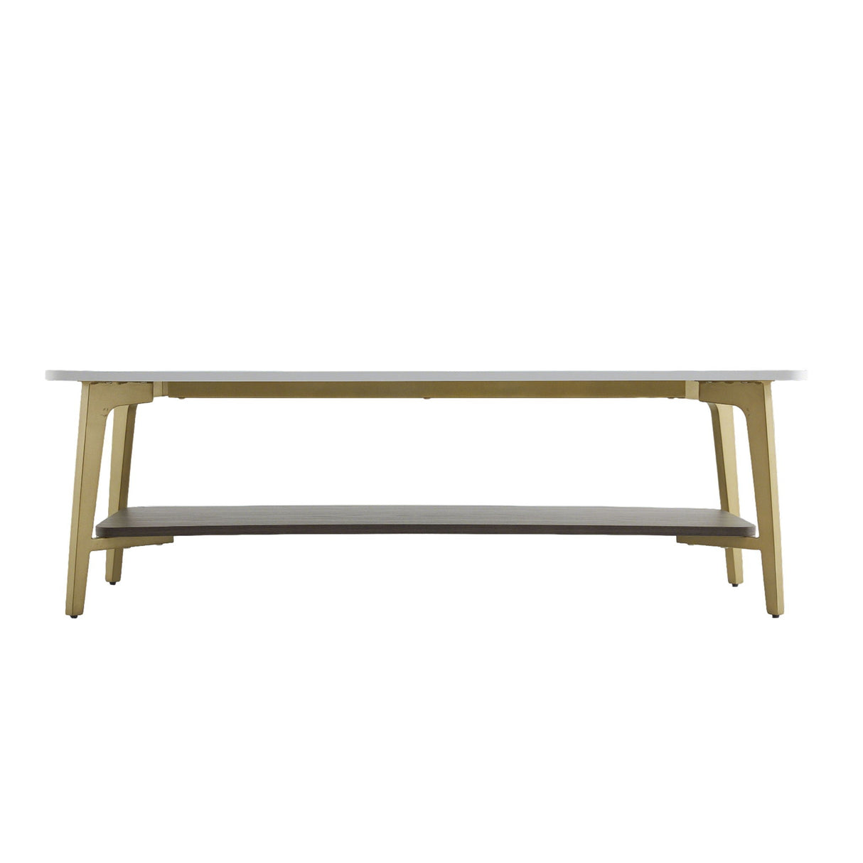 Coffee Table Rectangular Center Table For Living Room Open Space Side Table With Metal Frame - Golden / White by Couch.com