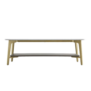 Coffee Table Rectangular Center Table For Living Room Open Space Side Table With Metal Frame - Golden / White by Couch.com
