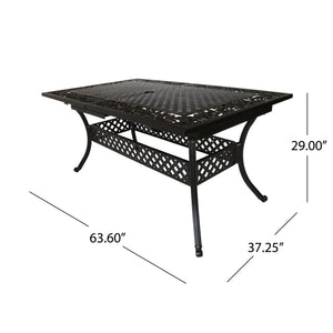 Outdoor Extendable Aluminum Dining Table With Pattern Table Top And Curved Legs - Copper by Couch.com