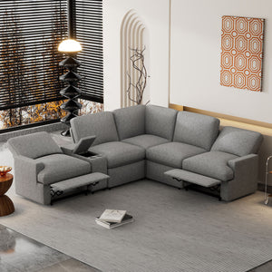 Power Recliner Corner Sofa Home Theater Reclining Sofa Sectional Couches With Storage Box, Cup Holders, USB Ports And Power Socket For Living Room by Couch.com