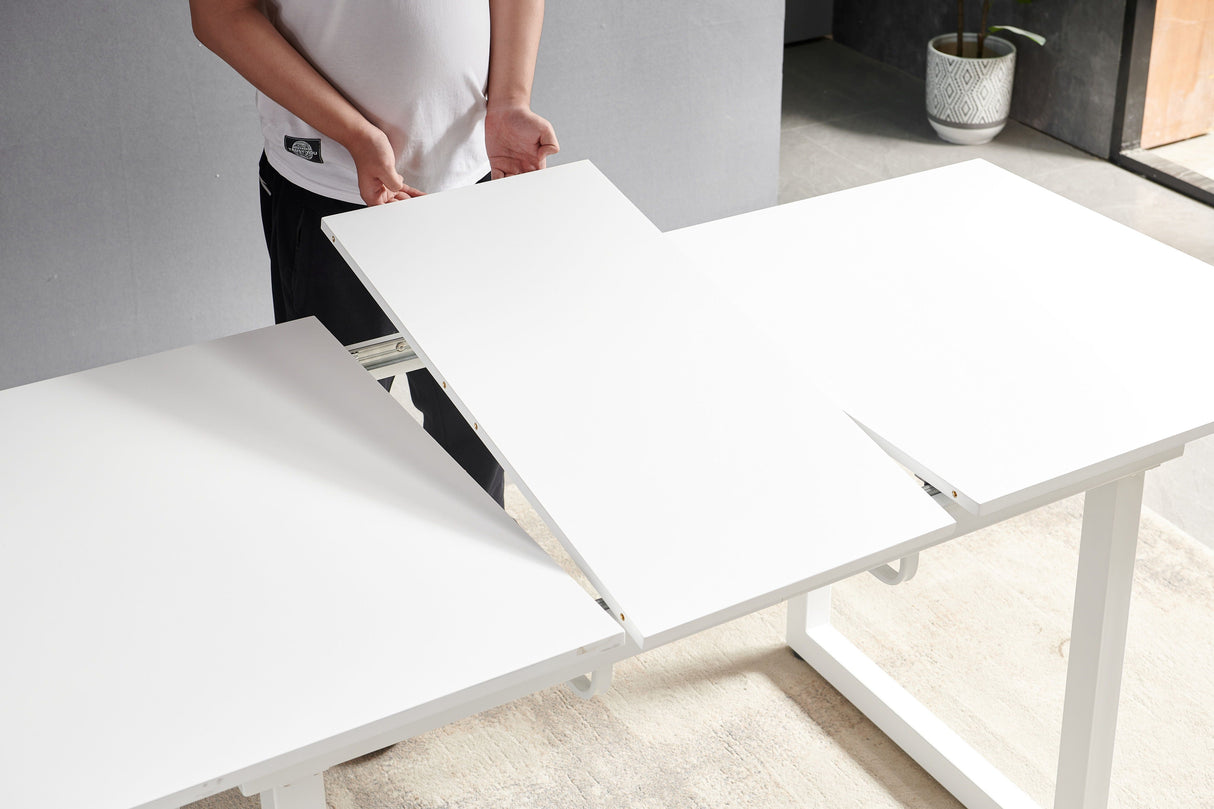 Square Extendable Dining Table With Metal Leg, Modern Space Saving Kitchen Table For Living Room by Couch.com