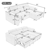 Multi-Functional Pull-Out Sofa Bed L-Shape Sectional Sofa With Adjustable Headrest, Wireless Charging, Cup Holders And Hidden Storage For Living Room by Couch.com