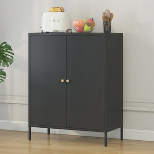 Kitchen Buffet Server Table Accent Sideboard Cupboard Server Buffet Console Table With Doors Cabinet - Black by Couch.com