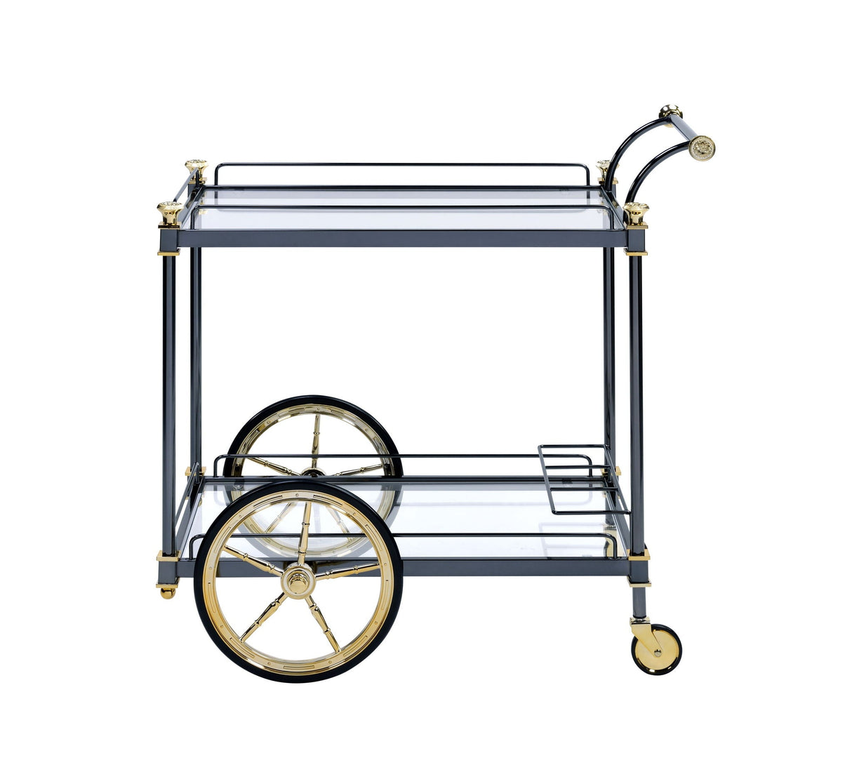 Cyrus - Clear Glass Serving Cart - Black / Gold by Couch.com