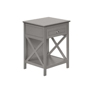 Accent End Table, 2 Tier, Storage Drawer, Transitional Style