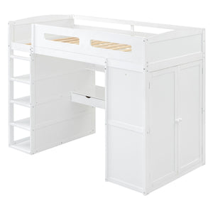 Loft Bed With Desk, Wardrobes, 4 Drawers And 4 Shelves by Couch.com