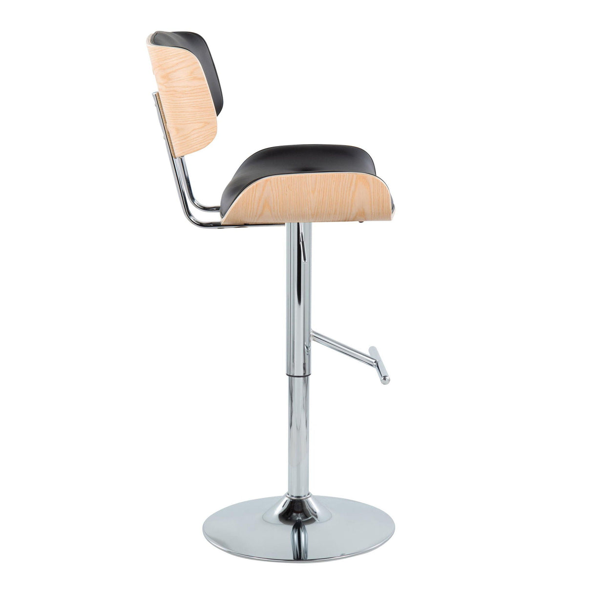 Lombardi - Contemporary Adjustable Barstool With Swivel With Straight T Footrest (Set of 2) by Couch.com