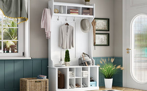 Hall Tree With 6 Hooks, Coat Hanger, Entryway Bench, Storage Bench, 3 In 1 Design, For Entrance, Hallway by Couch.com