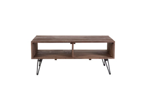 Reclaimed Wood Cocktail Table With Open Storage For Living Room, Metal Legs, Foldable - Black / Natural by Couch.com
