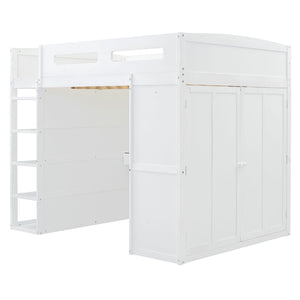 Loft Bed With Desk, Wardrobes, 4 Drawers And 4 Shelves by Couch.com