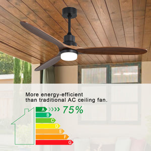 Ceiling Fan With Lights 3 Solid Wood Fan Blade Noiseless Reversible Motor Remote Control - Black by Couch.com