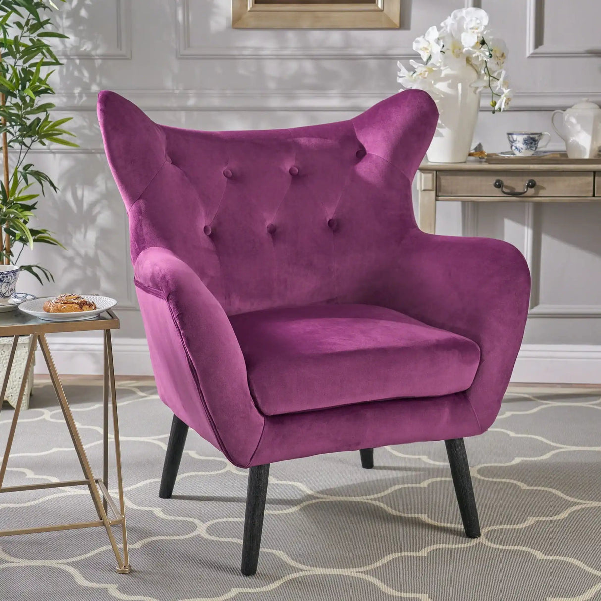 Alyssa Mid Century Upholstered Arm Chair With Wingback Design