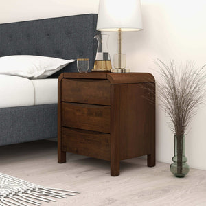 Lionel - Mid-Century Modern Nightstand 3 Drawer Bed Side Table - Brown by Couch.com