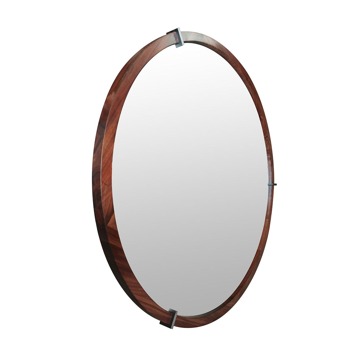 Hausen - Mid-Century Modern Round Accent Wall Mirror - Brown Walnut by Couch.com