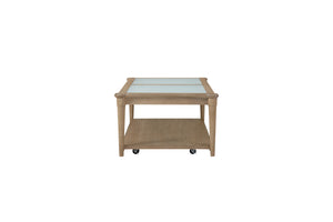 Frosted Glass Top Cocktail Table With Casters - Sand by Couch.com