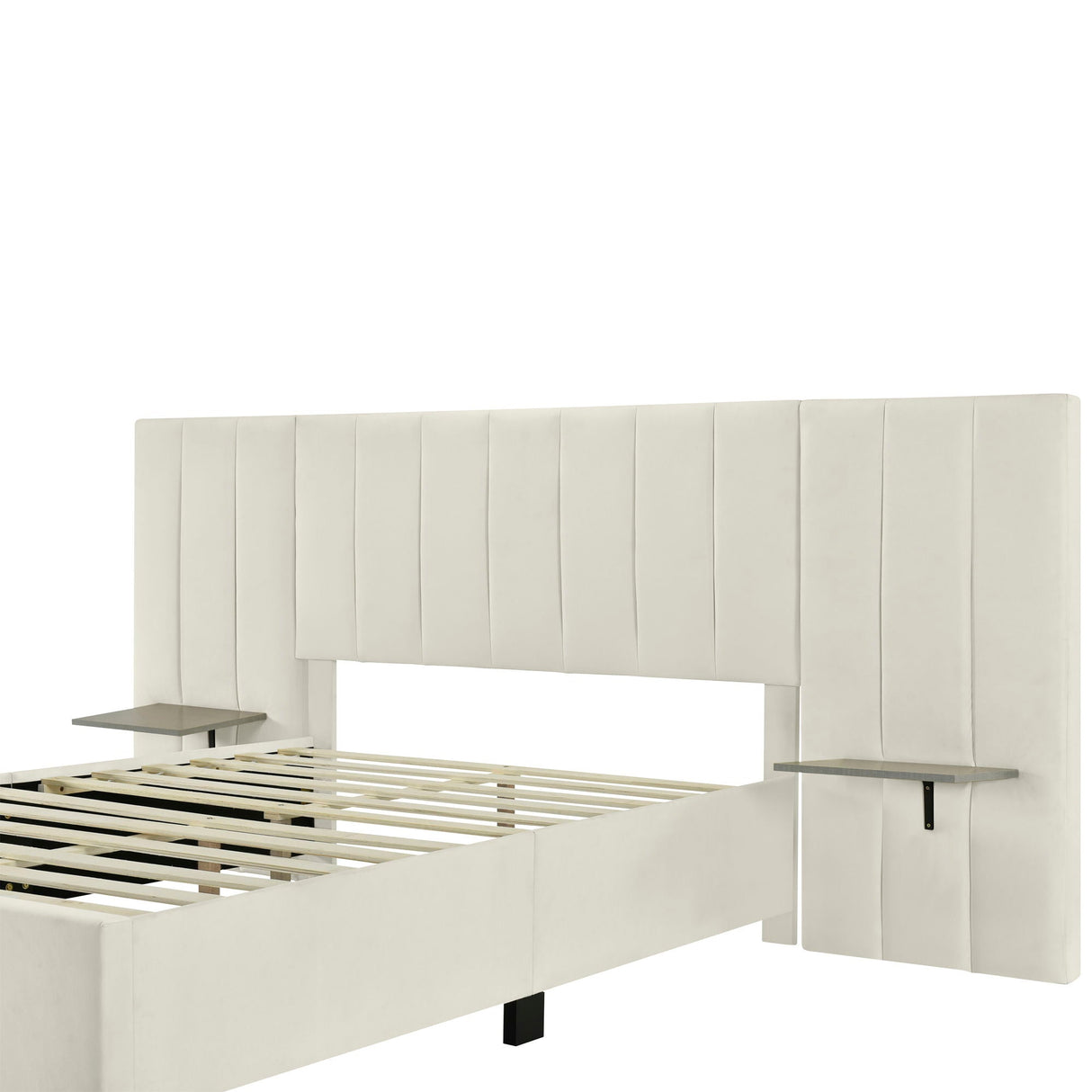 Upholstered Platform Bed With Big Headboard by Couch.com