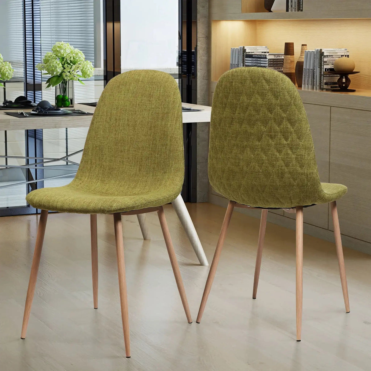 Elegant Dining Chair Set With Fabric Upholstery