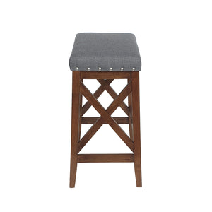 Upholstered Bar Stool With Nailhead Trim And X Frame Design (Set of 2) - Charcoal by Couch.com