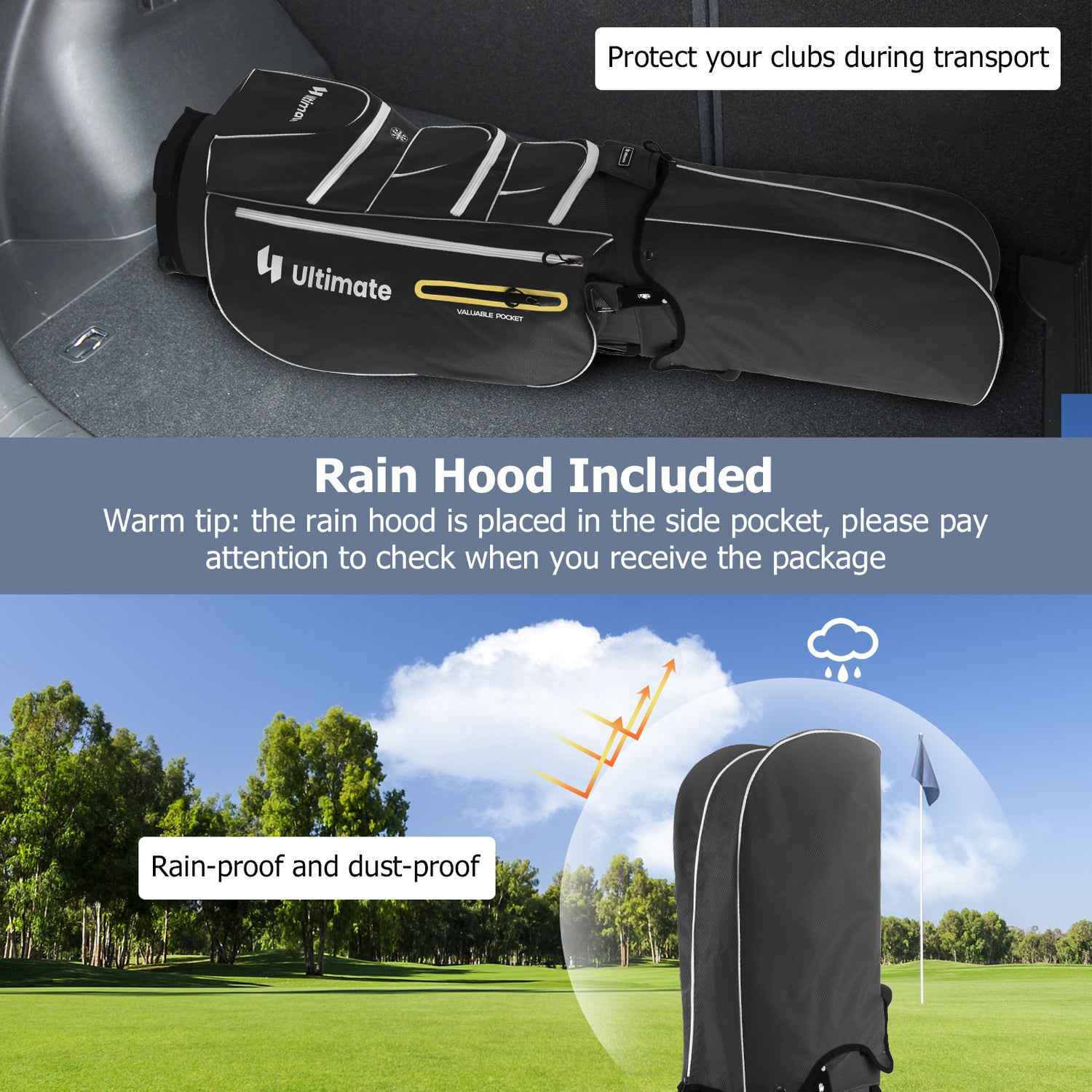 9.5 Inch Lightweight Golf Cart Bag with 15 Way Top Dividers-Black