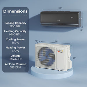 9100 BTU 20.5 SEER2 115V WiFi Enabled Mini Split AC Compatible with Alexa Gray
