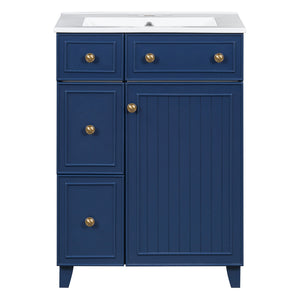 Transitional Style Bathroom Vanity Cabinet With Ceramic Sink