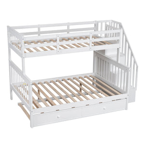 Bunk Bed With Twin Size Trundle, Storage And Guard Rail For Bedroom by Couch.com
