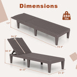 Outdoor PP Chaise Lounge Chairs Set of 2 with 4-Position Adjustable Backrests-Coffee