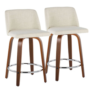 Toriano - Mid Century Modern Fixed Height Counter Stool With Swivel With Round Footrest (Set of 2) by Couch.com