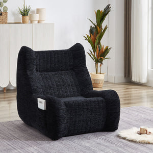Bean Bag Chair With Armrests Oversized Comfy Beanbag Lounge Lazy Floor Sofa Accent Chair For Living Room - Black
