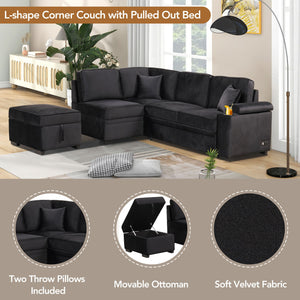 Sleeper Sofa Bed, 2 In 1 Pull Out Sofa Bed L Shape Couch With Storage Ottoman For Living Room, Bedroom Couch And Small Apartment by Couch.com