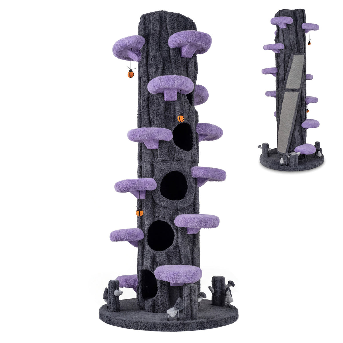90.5 Inch Tall Multifunctional Cat Tree with Private Condos for Indoor Cats-Purple