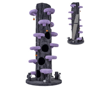 90.5 Inch Tall Multifunctional Cat Tree with Private Condos for Indoor Cats-Purple