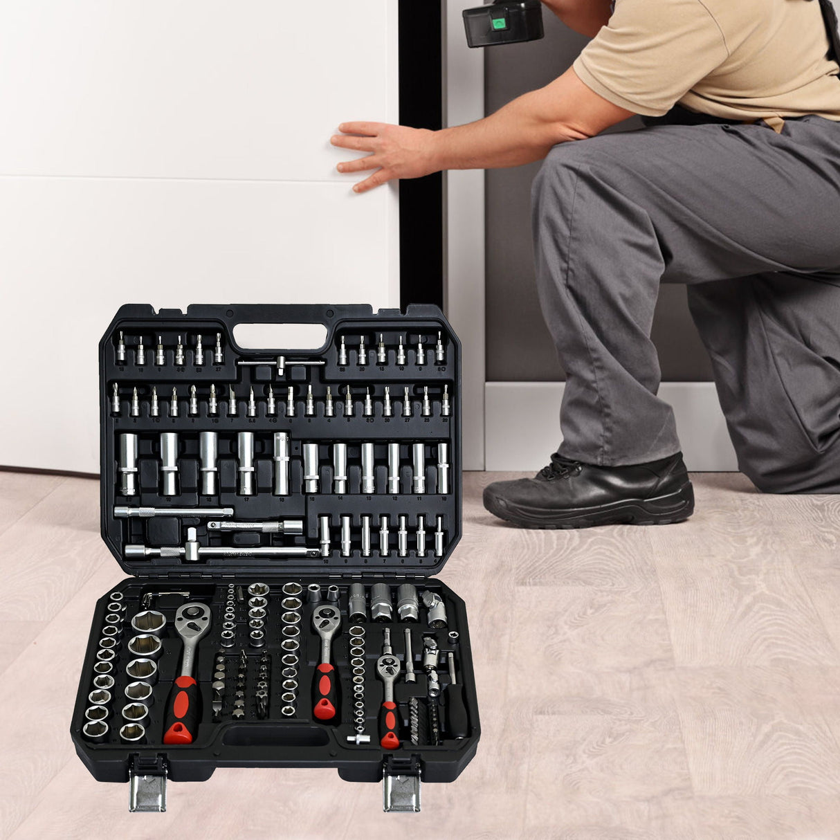 Tool Set Socket And Ratchet Wrench Toolbo 71 Pieces Toolbox Universal Home Car Repair Tool Set For Men Homeowners Diy Enthusiasts And Mechanics - Black