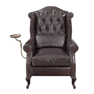 Pino - Vintage Top Grain Leather Accent Chair With 1 Toss Pillow - Brown by Couch.com