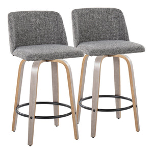 Toriano - Contemporary Fixed Height Counter Stool With Swivel & Round Footrest (Set of 2) by Couch.com