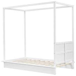 LED Canopy Bed, Canopy Platform Bed With Support Slats, No Box Spring Needed by Couch.com