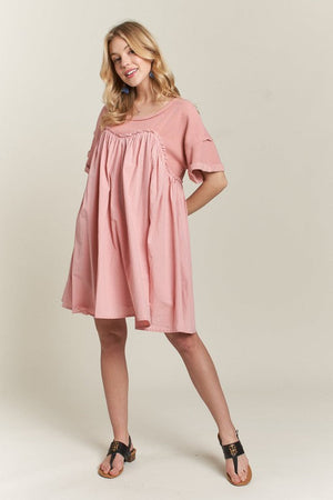 Round Neck Half Sleeve Babydoll Dress – Charming and Feminine Babydoll Dress with Round Neck and Half Sleeves for Casual and Semi-Formal Occasions