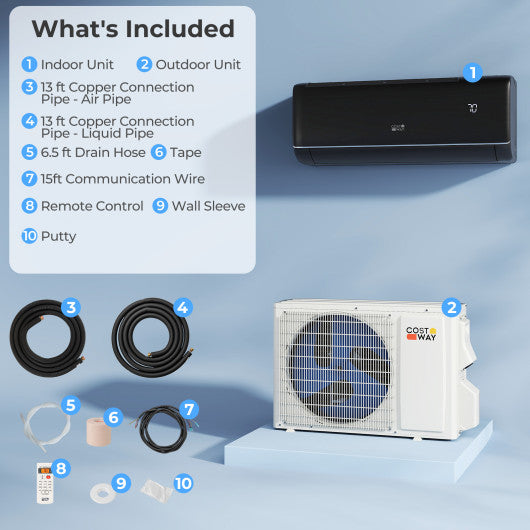 9100 BTU 20.5 SEER2 115V WiFi Enabled Mini Split AC Compatible with Alexa Gray